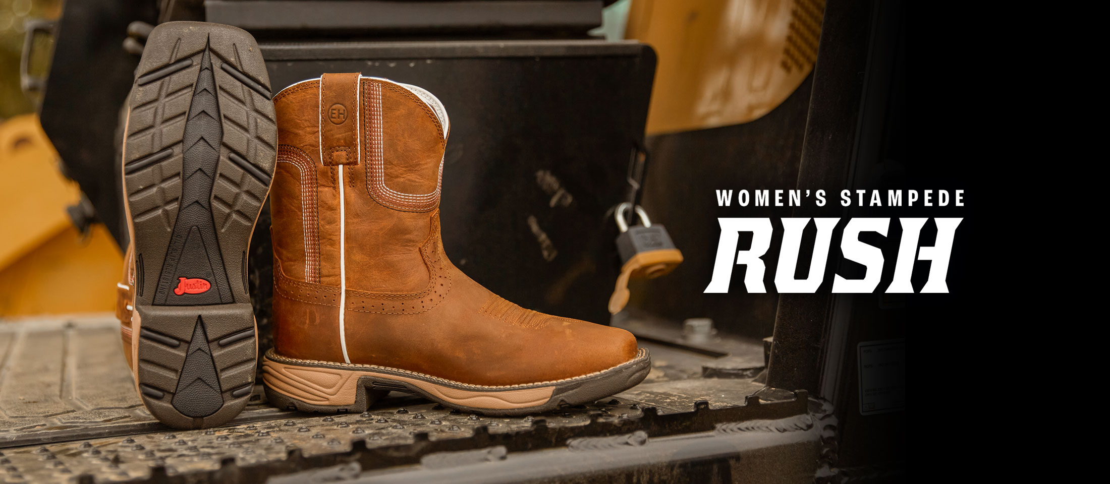 A pair of women's Rush boots in Cedar Brown (SE4360). Women's Stampede Rush.